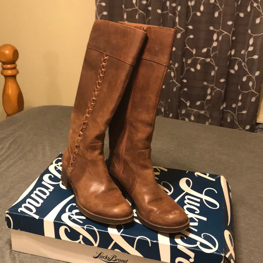 Lucky Brand Braided Leather Trim Riding Boot